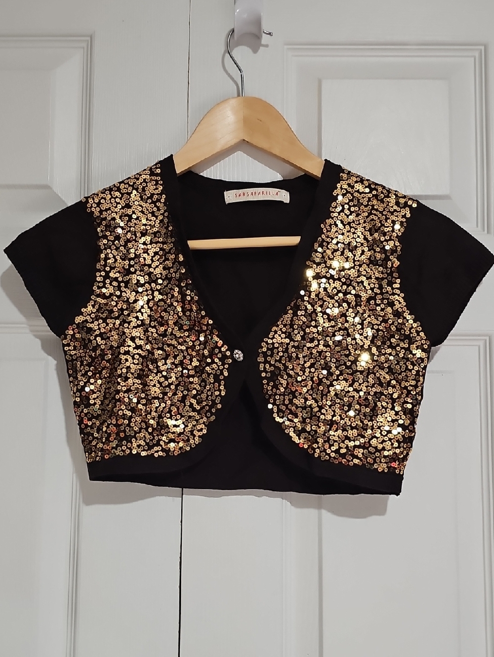 ✨ Sarsaparilla Gold Sequin Cropped Bolero Top ✨